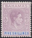 Click for more photos and details Bahamas 1938 KGVI 5sh Lilac and Blue Mint SG156