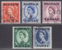 Click for more photos and details Bahrain 1956-57 QEII Surcharge Set Used SG97-101 cat £32