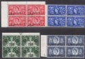 Click for more photos and details Bahrain 1953 QEII Coronation Surcharge Block Set Used SG90-93 cat £56
