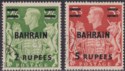 Click for more photos and details Bahrain 1948 King George VI 2r, 5r Surcharges Used SG59-60 cat £13