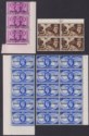 Click for more photos and details Bahrain 1948-49 KGVI Olympic Games 6a, 1r / UPU 2½a Surcharge Blocks UM Mint
