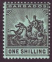 Barbados 1910 KEVII Seal of Colony 1sh Black on Green Mint SG169