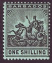 Click for more photos and details Barbados 1910 KEVII Seal of Colony 1sh Black on Green Mint SG169