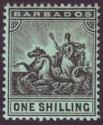 Barbados 1910 KEVII Seal of Colony 1sh Black on Green Mint SG169