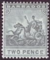 Click for more photos and details Barbados 1910 KEVII Seal of Colony 2d Greyish Slate Mint SG166