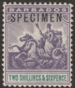 Click for more photos and details Barbados 1903 Seal of Colony 2sh6d Violet and Green SPECIMEN SG115s