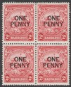 Click for more photos and details Barbados 1947 KGVI 1d on 2d Overprint Four Block with Broken E Mint SG264ed