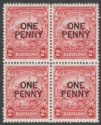 Barbados 1947 KGVI 1d on 2d Overprint Four Block with Broken E Mint SG264ed