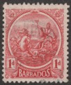 Click for more photos and details Barbados 1921 KGV 1d Red watermark Inverted and Reversed Used SG220ay