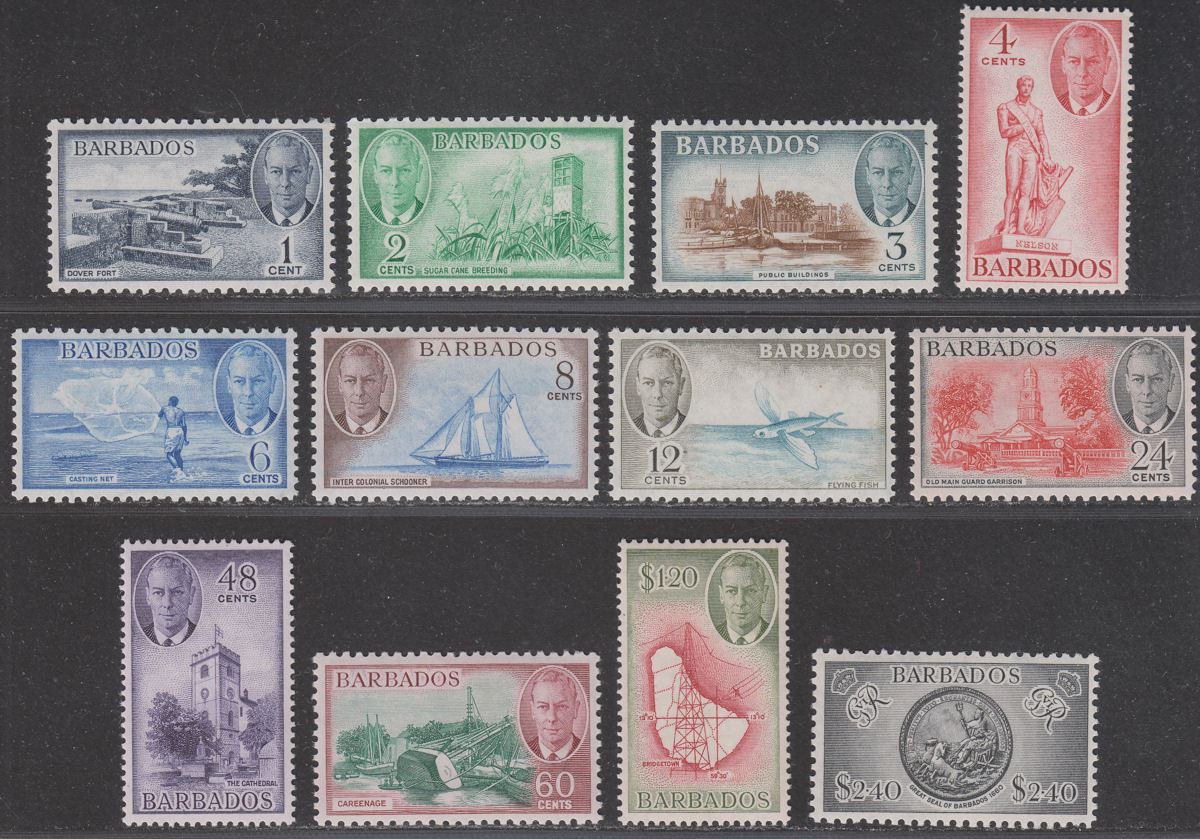 Barbados 1950 King George VI Set UM Mint SG271-282 cat £55 MNH