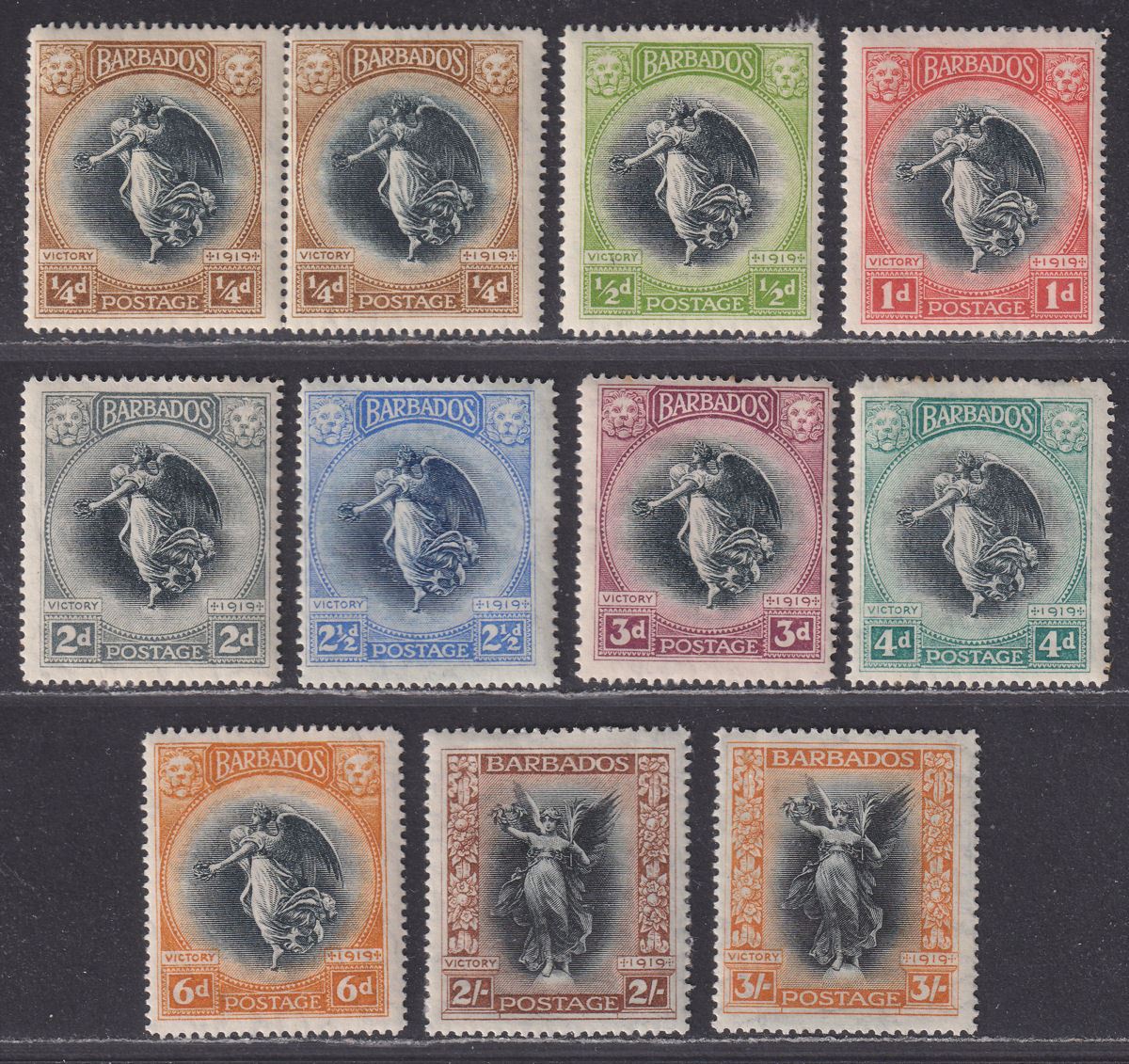 Barbados 1920-21 KGV Victory Part Set to 3sh Mint