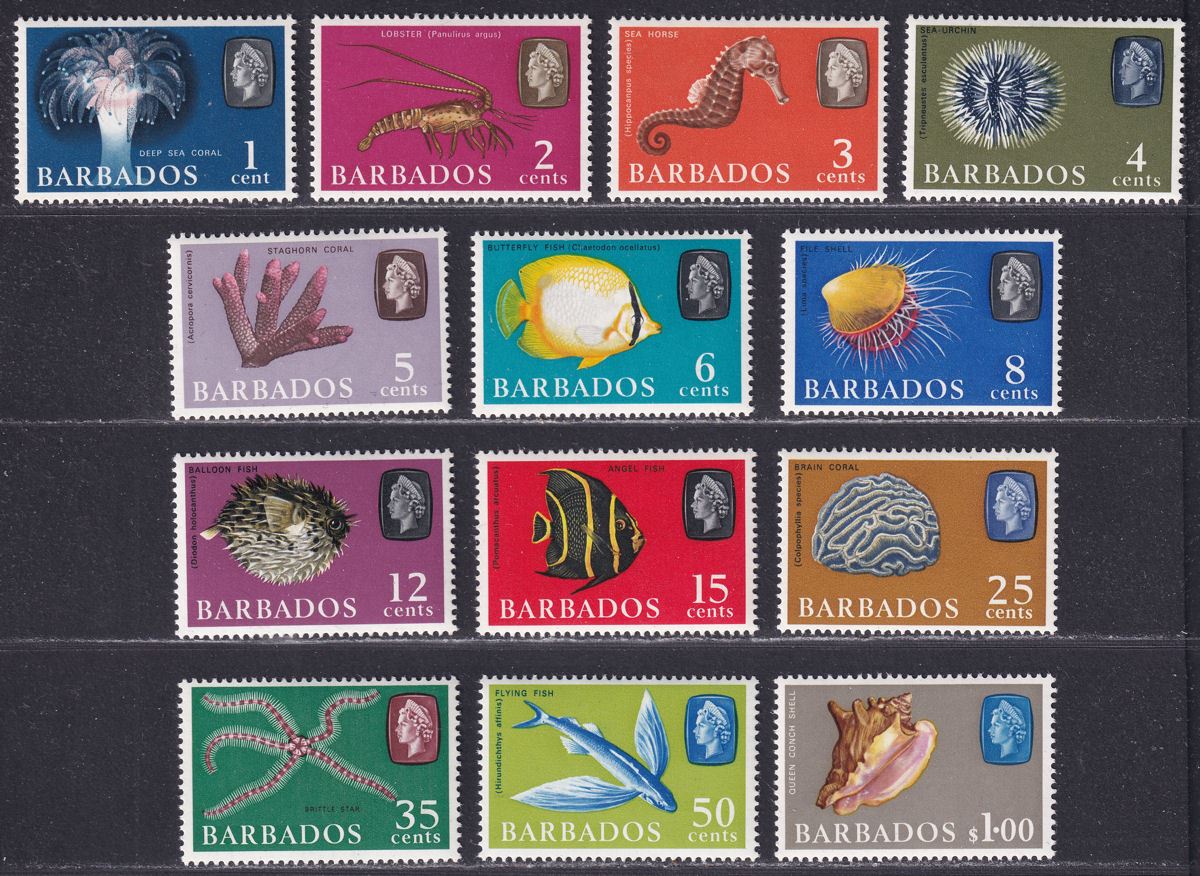 Barbados 1965 QEII Marine Life Set to $1 Mint SG322-334 cat £18