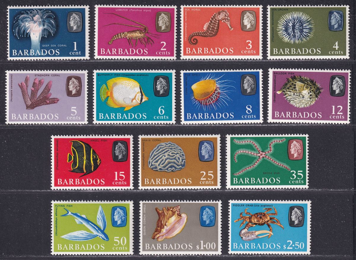 Barbados 1966 QEII Marine Life Set to $2.50 Mint SG342-355 cat £20