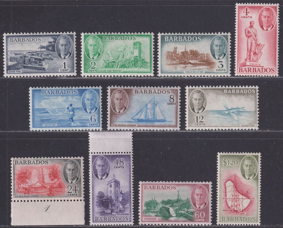 Barbados 1950 King George VI Set to $1.20 Mint SG271-281 cat £45