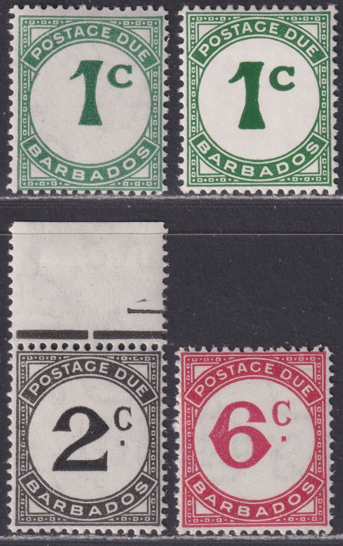 Barbados 1950 KGVI Postage Due Ordinary Paper Set Mint SG D4-D6 cat £32