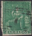 Barbados 1852 QV Britannia ½d Deep Green Imperf Used SG2 cat £325 with Faults