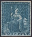 Barbados 1852 QV Britannia unissued Slate-Blue Imperf Mint SG5a cat £28