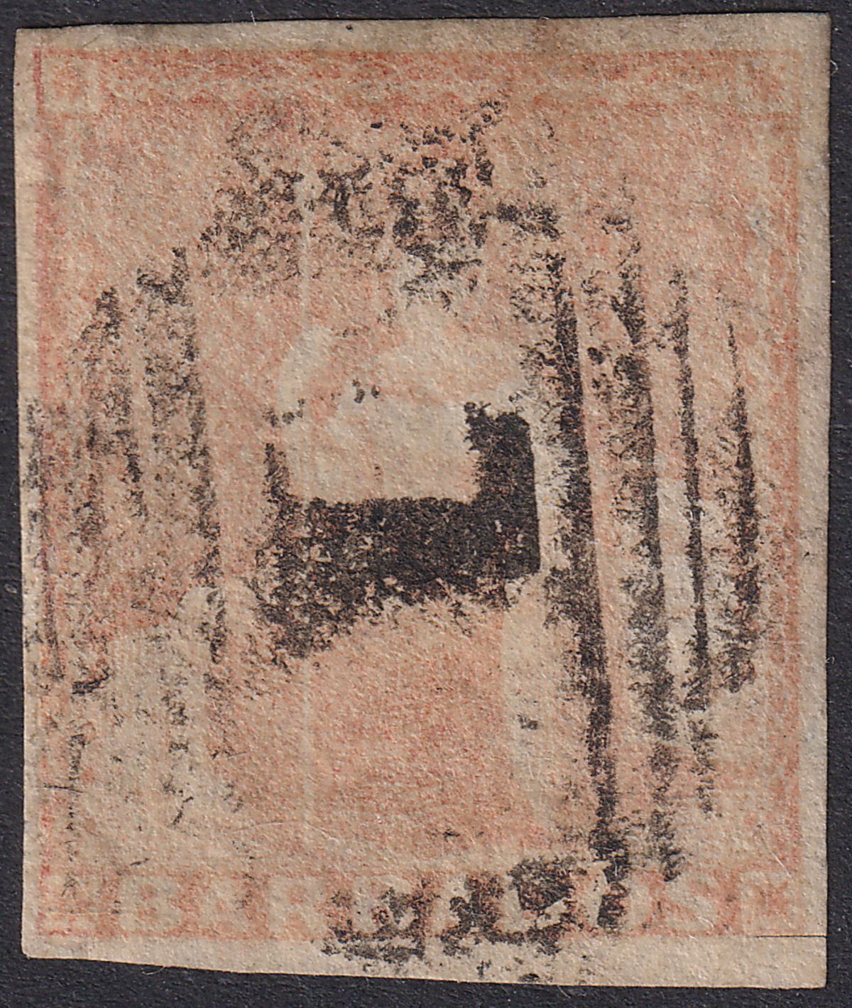Barbados 1855 QV Britannia 4d Brownish Red Used SG5 very weak colour