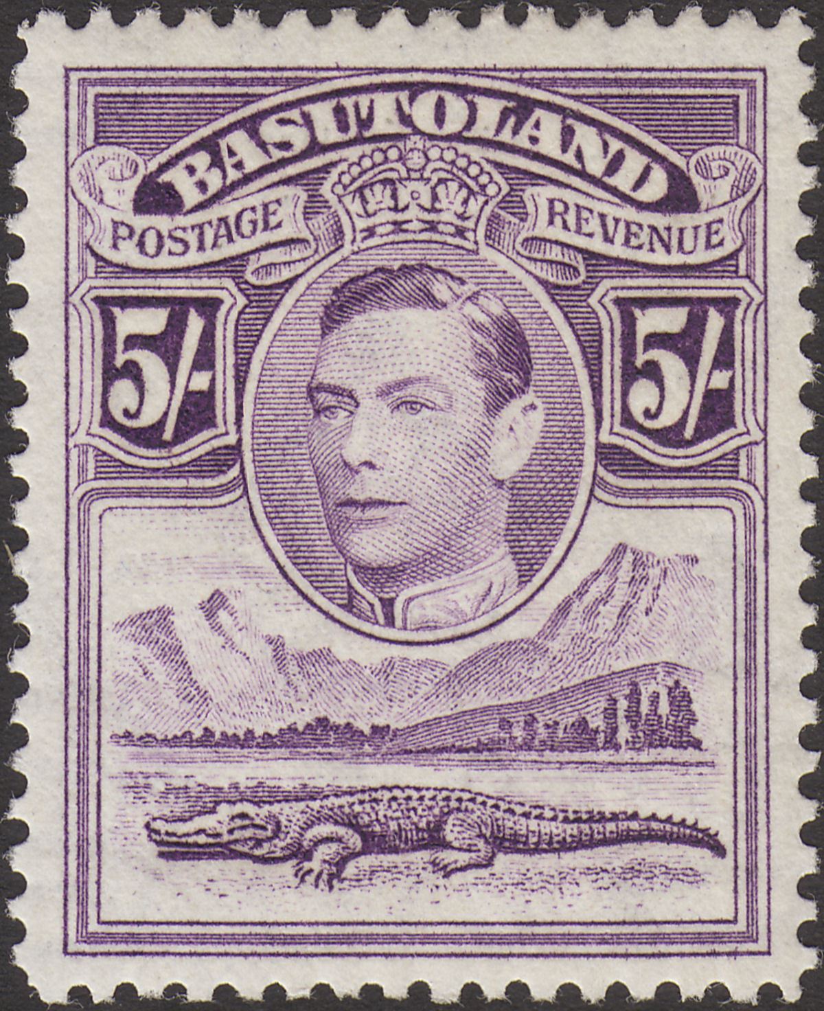 Basutoland 1938 KGVI 5sh Violet Mint SG27 cat £45