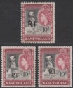 Click for more photos and details Basutoland 1961 QEII 1r Surcharge 10sh Type I, II and III Mint SG68-68b cat £170