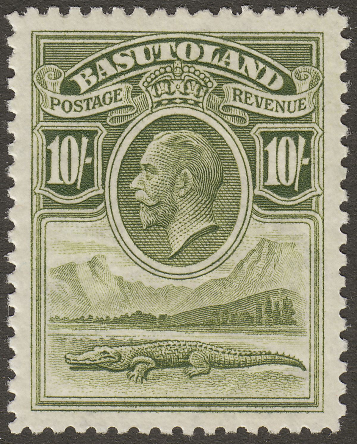 Basutoland 1933 KGV 10sh OliveGreen Mint SG10 British Commonwealth