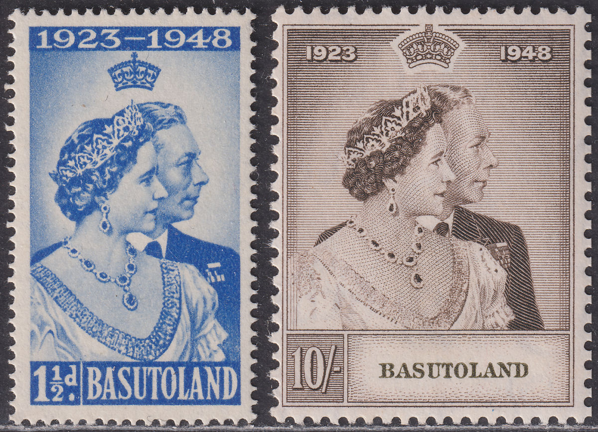 Basutoland 1948 KGVI Royal Silver Wedding 1½d, 10sh UM Mint SG36-37 cat £50 RSW