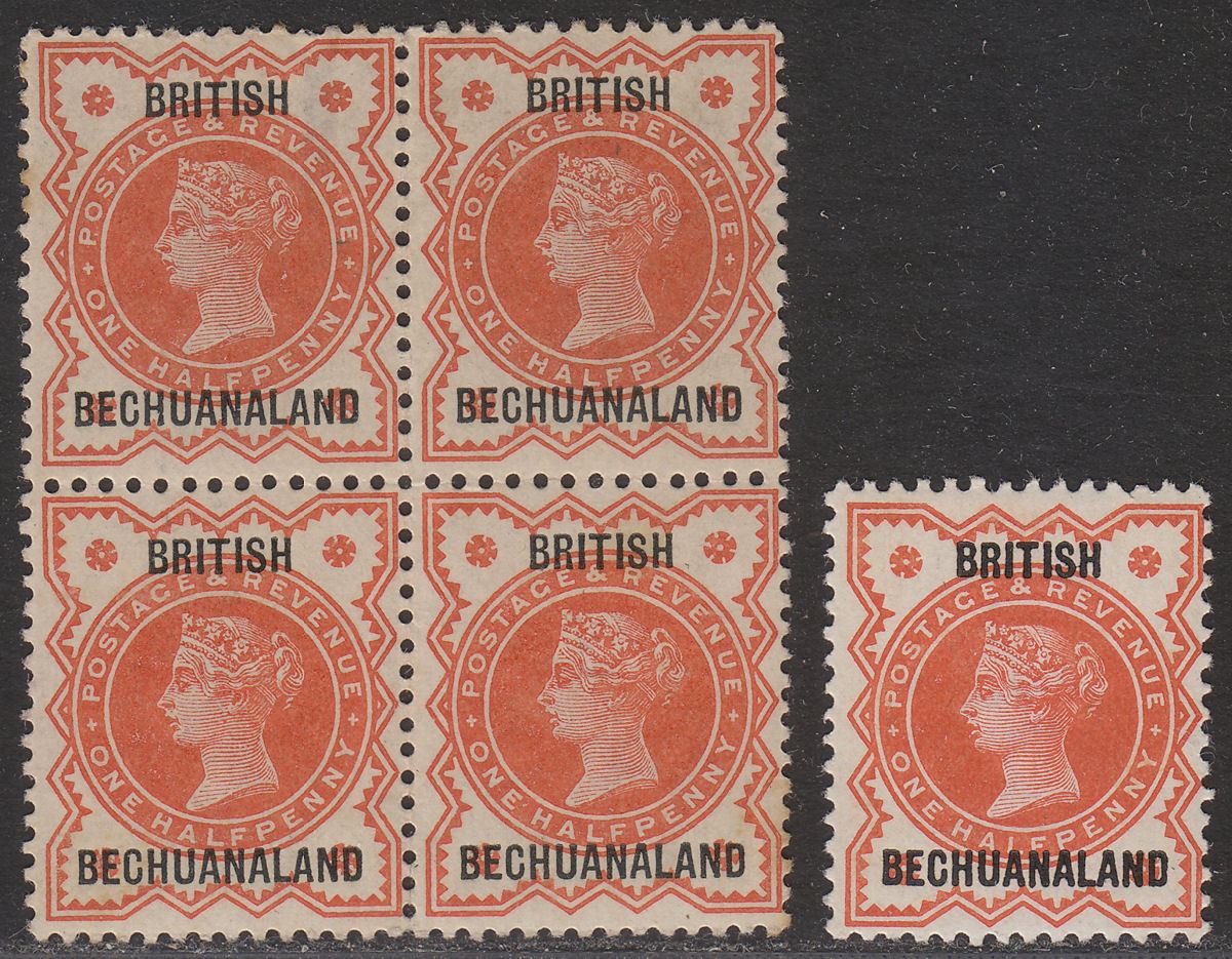 British Bechuanaland + Protectorate 1888 QV ½d Vermilion Overprints Mint SG9