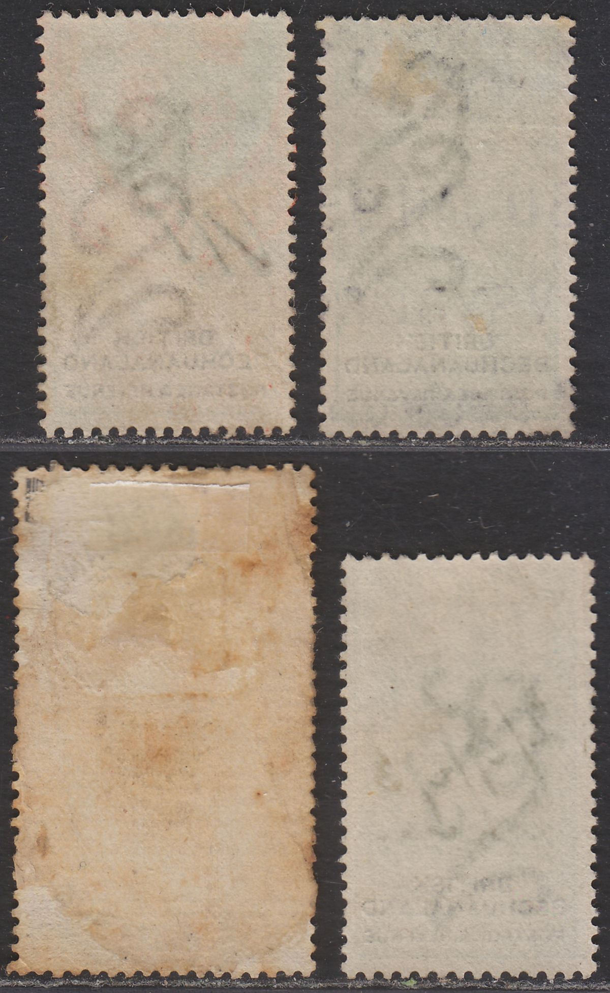 British Bechuanaland 1888 QV 1sh x 2, 10sh, £1 Fiscally Used SG15 SG19 SG20 