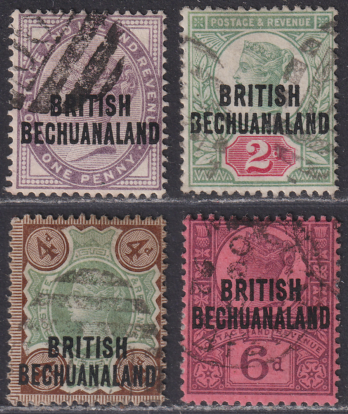 British Bechuanaland 1891 QV Overprint Set to 6d Used SG33-36 cat £16