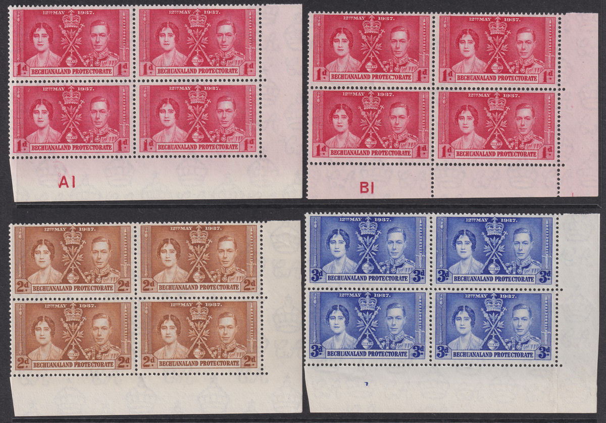 Bechuanaland Protectorate 1937 KGVI Coronation Block Set Mint SG115-117