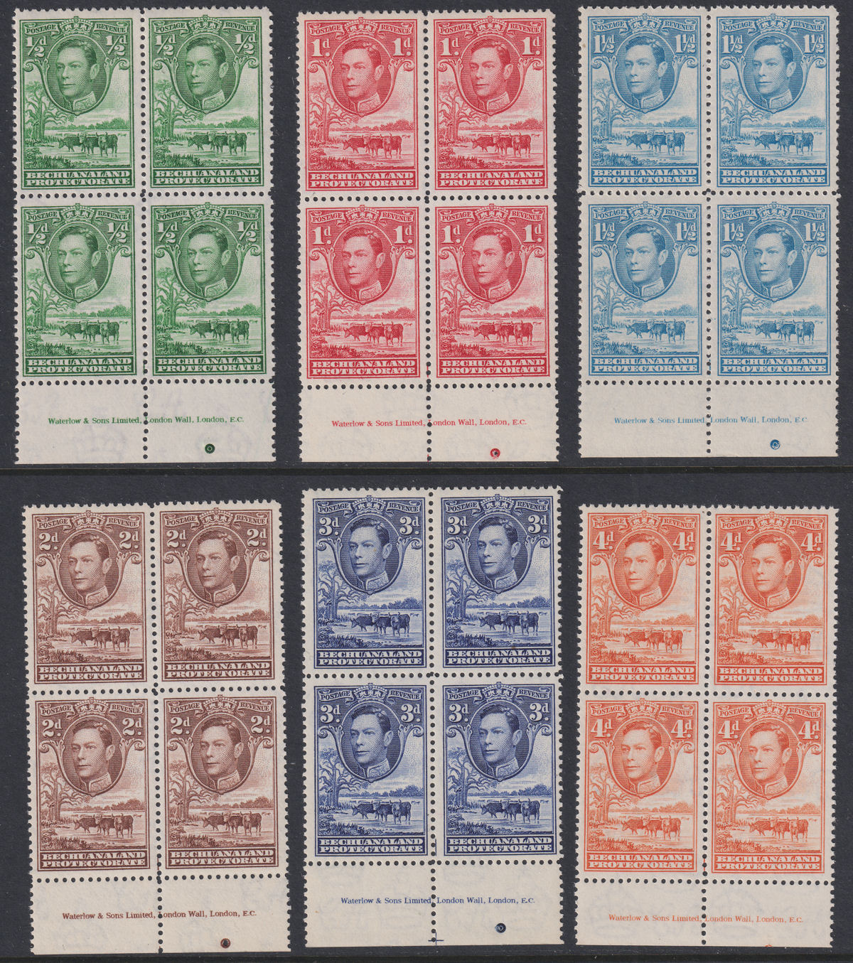 Bechuanaland Protectorate 1938 KGVI Baobab Imprint Bk Set to 1sh Mint SG118-125a