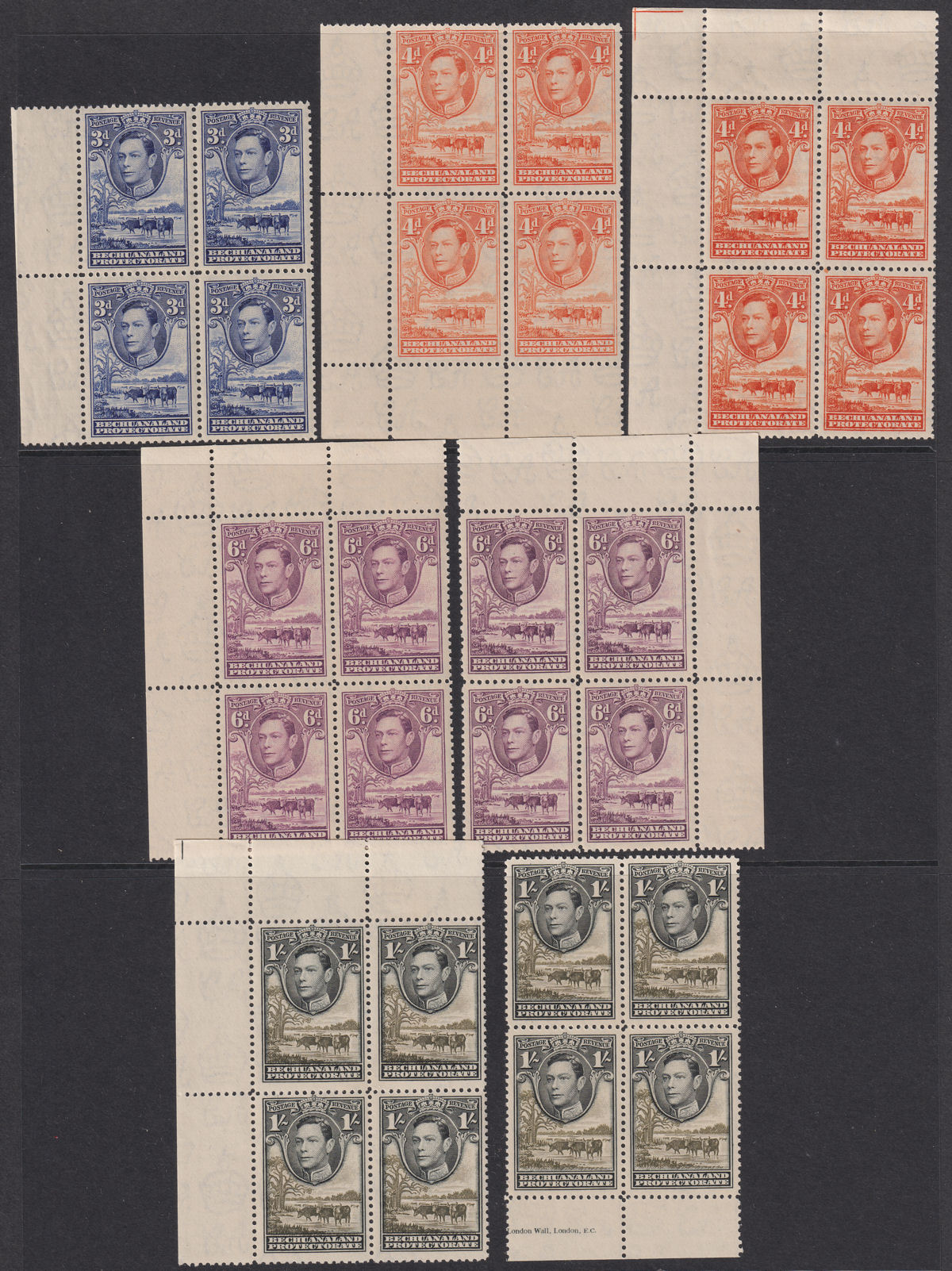 Bechuanaland Protectorate 1938 KGVI Baobab Tree Block Set to 1sh Mint SG118-125