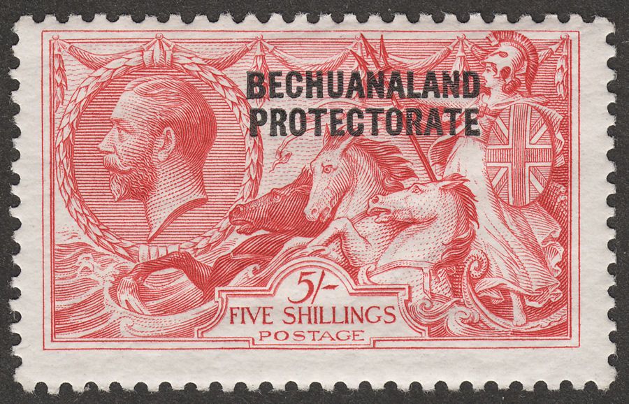 Bechuanaland Protectorate 1920 KGV 5sh Seahorse Rose-Carmine Bradbury Mint SG89