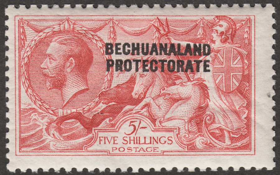 Bechuanaland Protectorate 1920 KGV 5sh Seahorse Rose-Carmine Bradbury Mint SG89