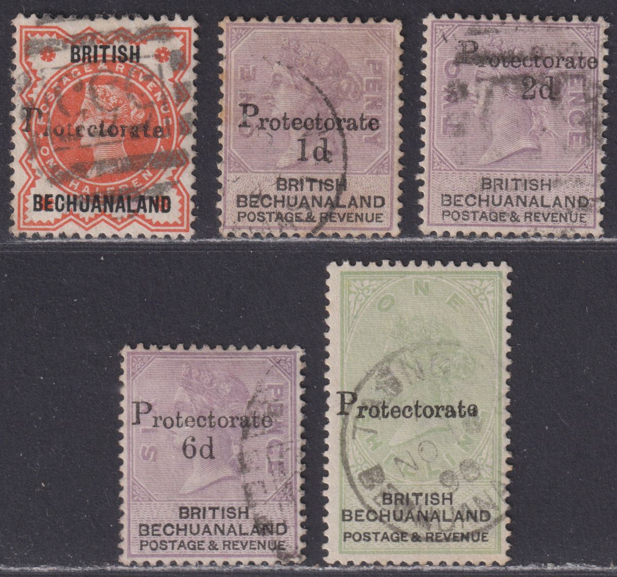 Bechuanaland Protectorate 1888 QV Overprint Selection to 1sh Used cat £ ...