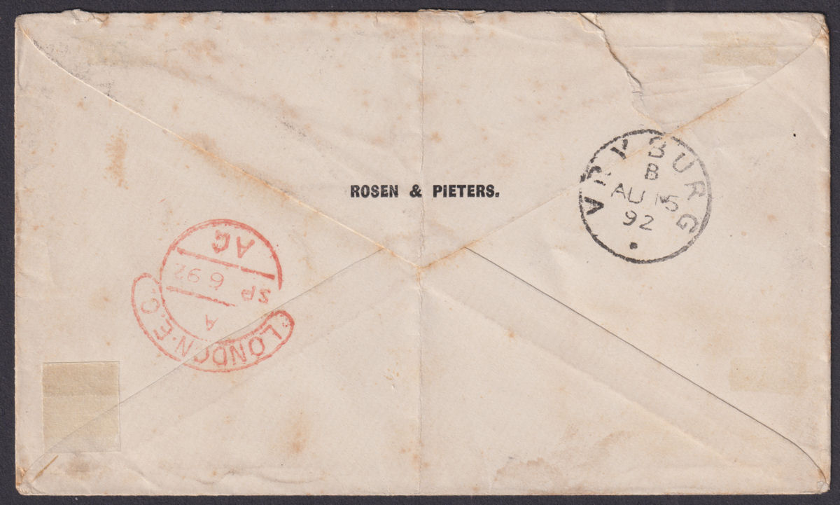 British Bechuanaland 1892 QV Overprint 2d x2 Used on Cover to UK w MAFEKING Pmk