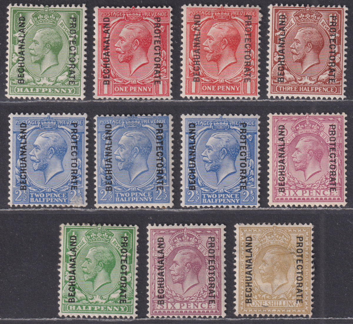 Bechuanaland Protectorate 1913-27 KGV Overprint Selection to 1sh Mint