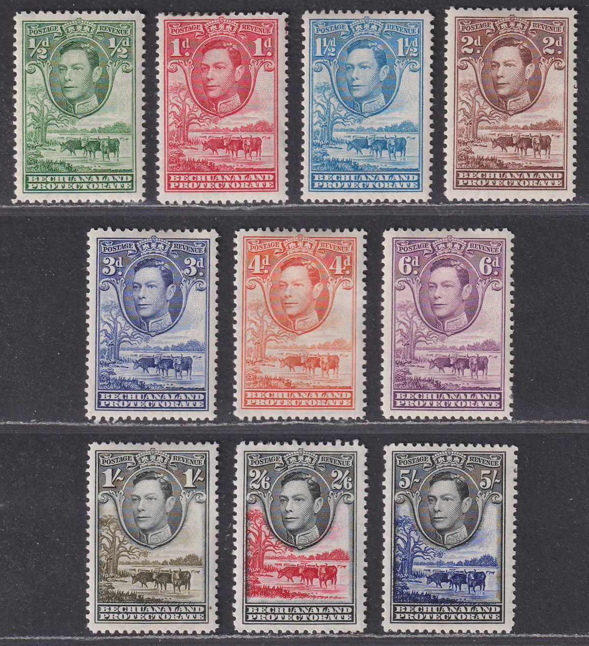 Bechuanaland Protectorate 1938 KGVI Baobab Tree Set to 5sh Mint SG118-127
