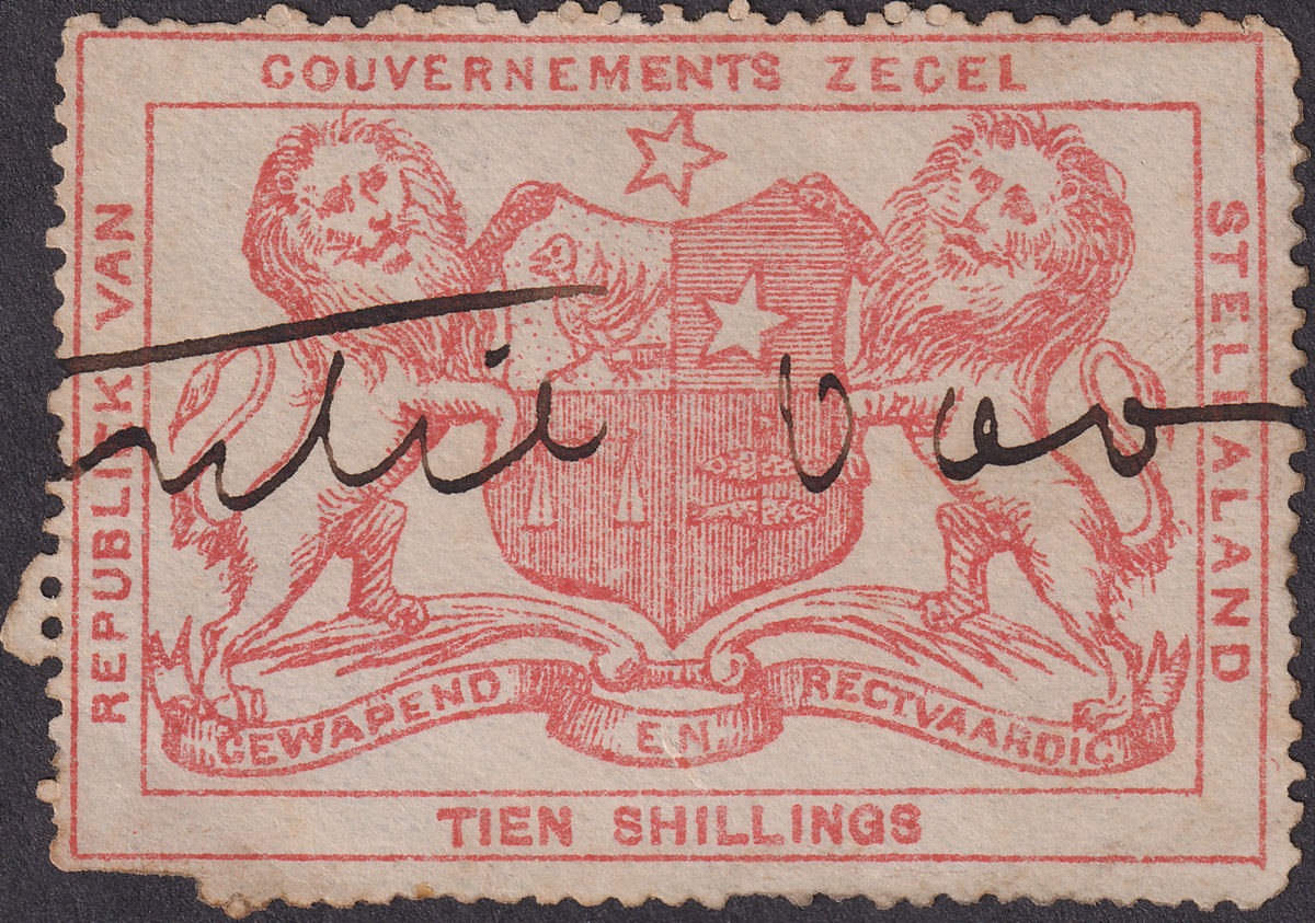 Bechuanaland Stellaland 1884 QV Revenue 10sh Vermilion Used BF7 manuscript cancl