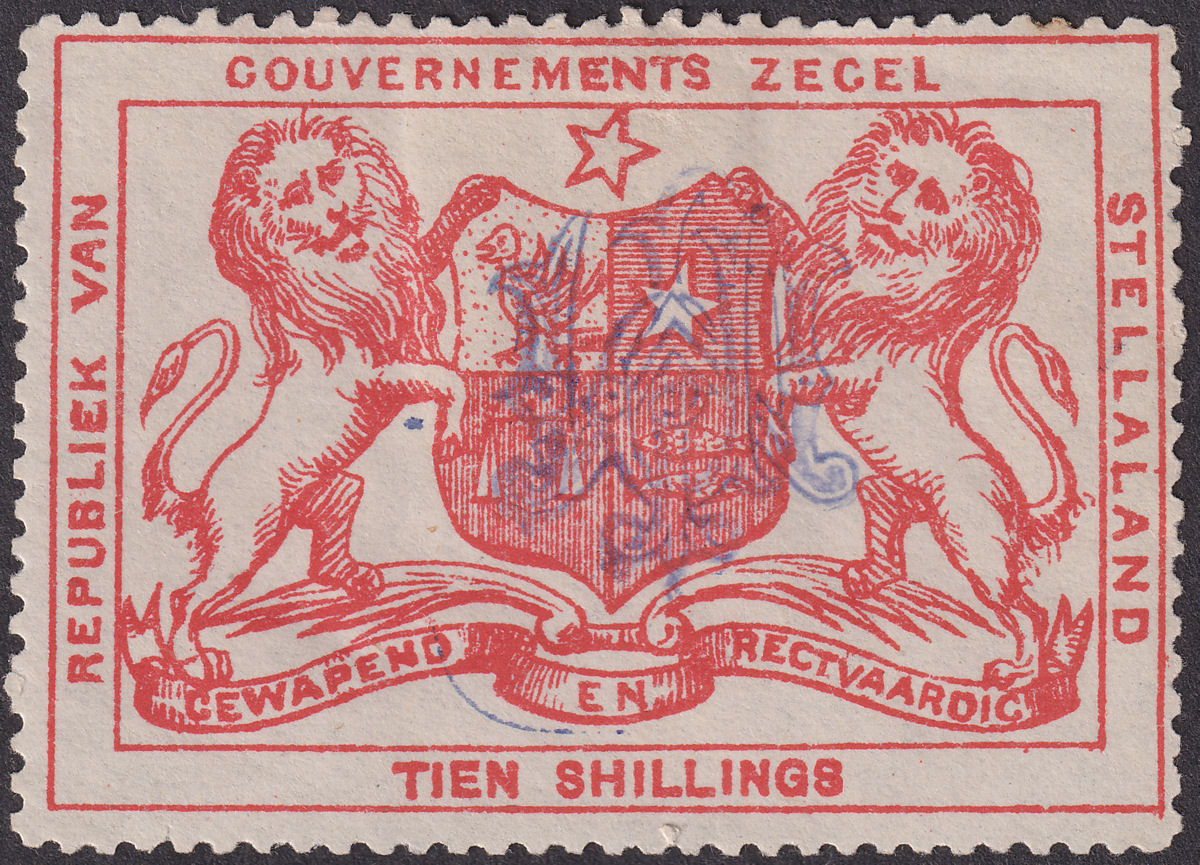 Bechuanaland Stellaland 1886 QV Revenue 10sh Verm JPM Monogram Invert Mint BF16b