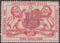Bechuanaland Stellaland 1886 QV Revenue 10sh Verm JPM Monogram Invert Mint BF16b