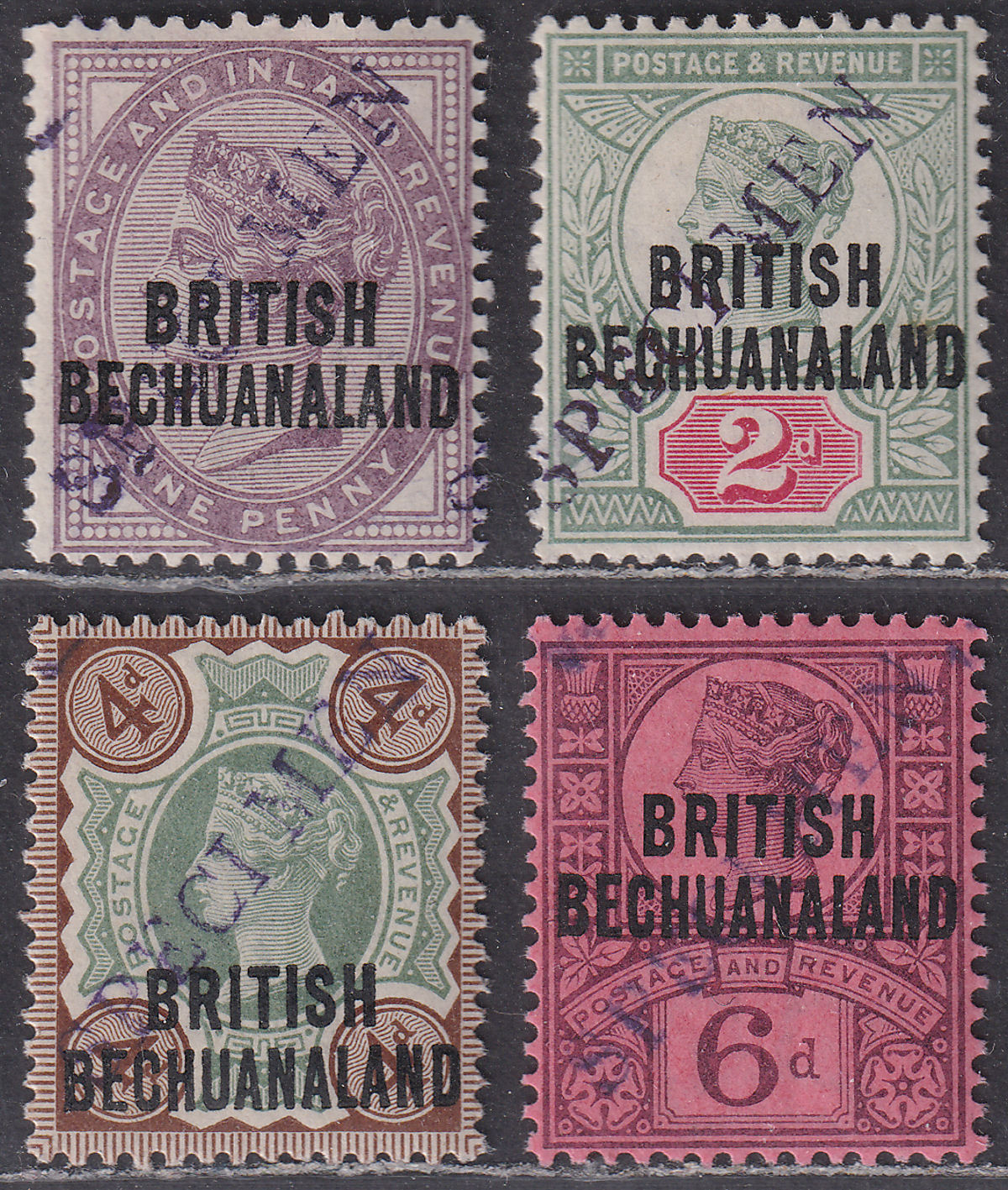 British Bechuanaland 1891 QV SPECIMEN Overprint Set Mint SG33s-36s cat £170
