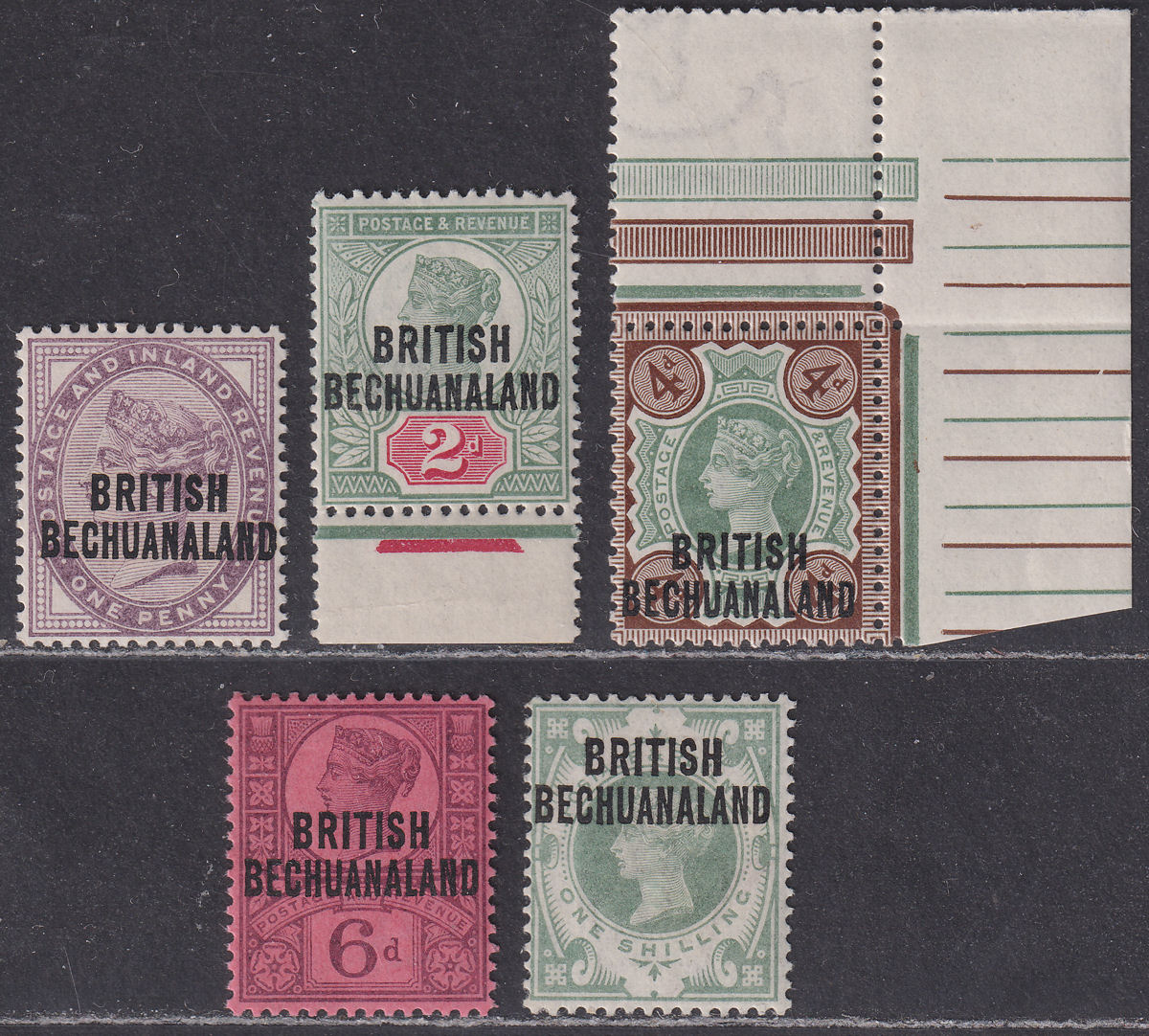 British Bechuanaland 1891 QV Overprint Set Mint SG33-37 cat £55