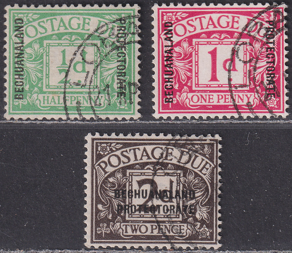 Bechuanaland Protectorate 1926 KGV Postage Due Overprint Set Used SG D1-D3 c£275