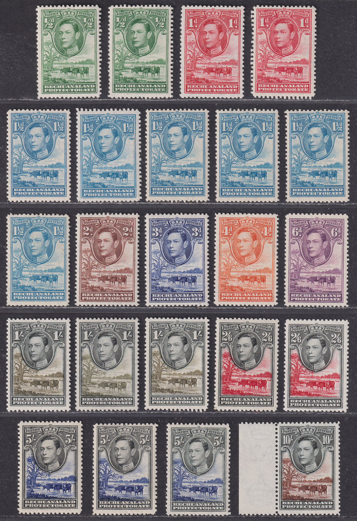 Bechuanaland Protectorate 1938 KGVI Baobab Tree Set Mint SG118-128 cat £110++