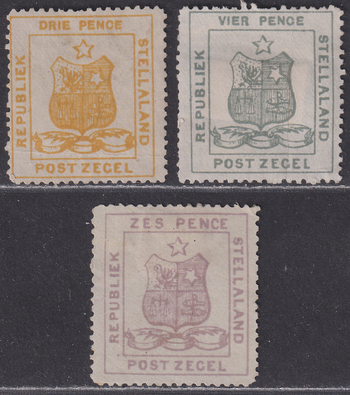 Bechuanaland Stellaland 1884 QV 3d, 4d, 6d Unused / Mint SG2-4 cat £135 as mint