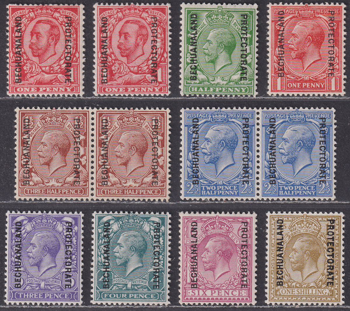 Bechuanaland Protectorate 1912-24 KGV Overprint Selection to 1sh Mint