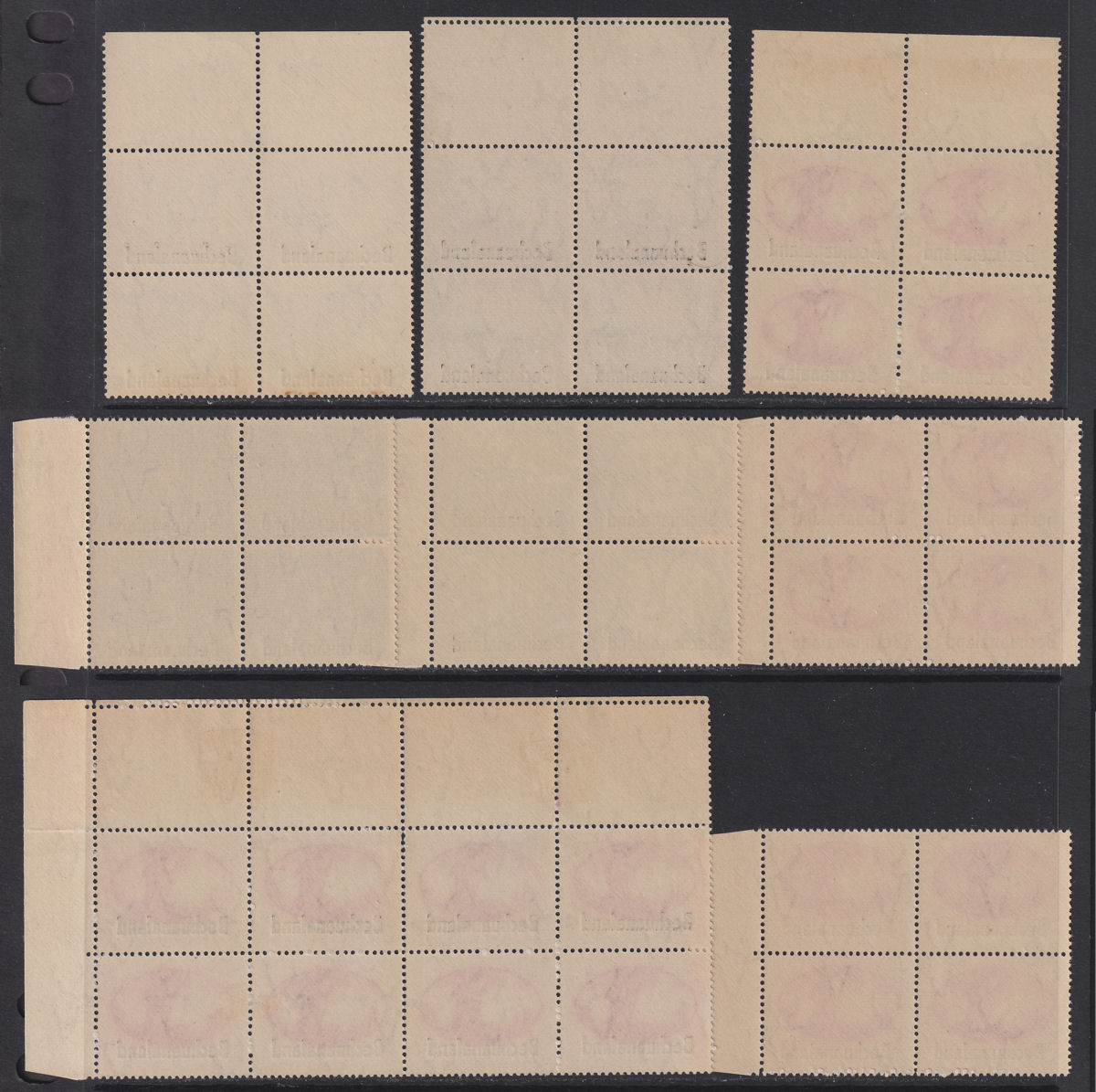 Bechuanaland Protectorate 1945 Victory Overprint Block Sets Mint inc Barbed Wire
