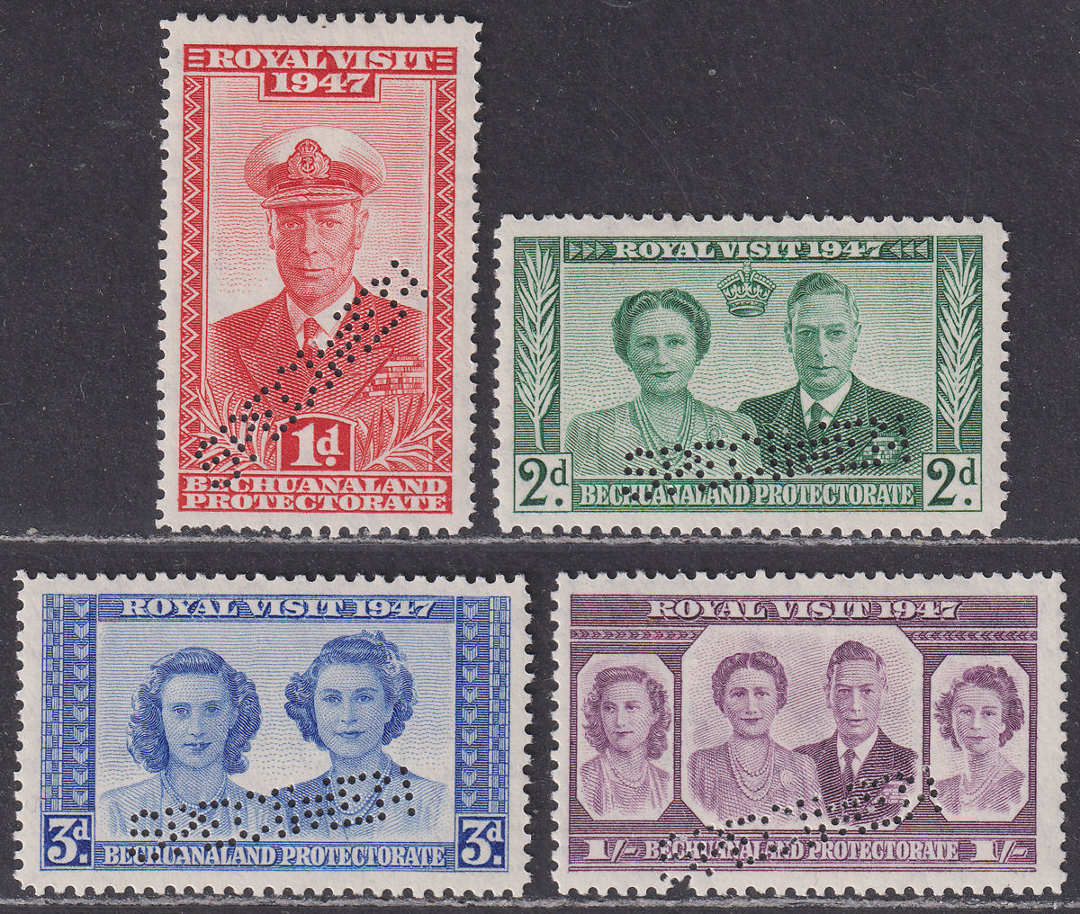 Bechuanaland Protectorate 1947 KGVI Royal Visit SPECIMEN Set Mint SG132s-135s