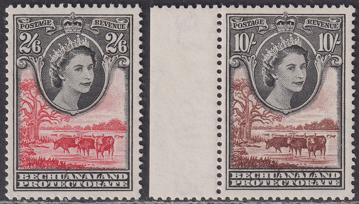 Bechuanaland Protectorate 1955 QEII Baobab Tree 2sh6d 10sh Mint SG151 SG153 c£60